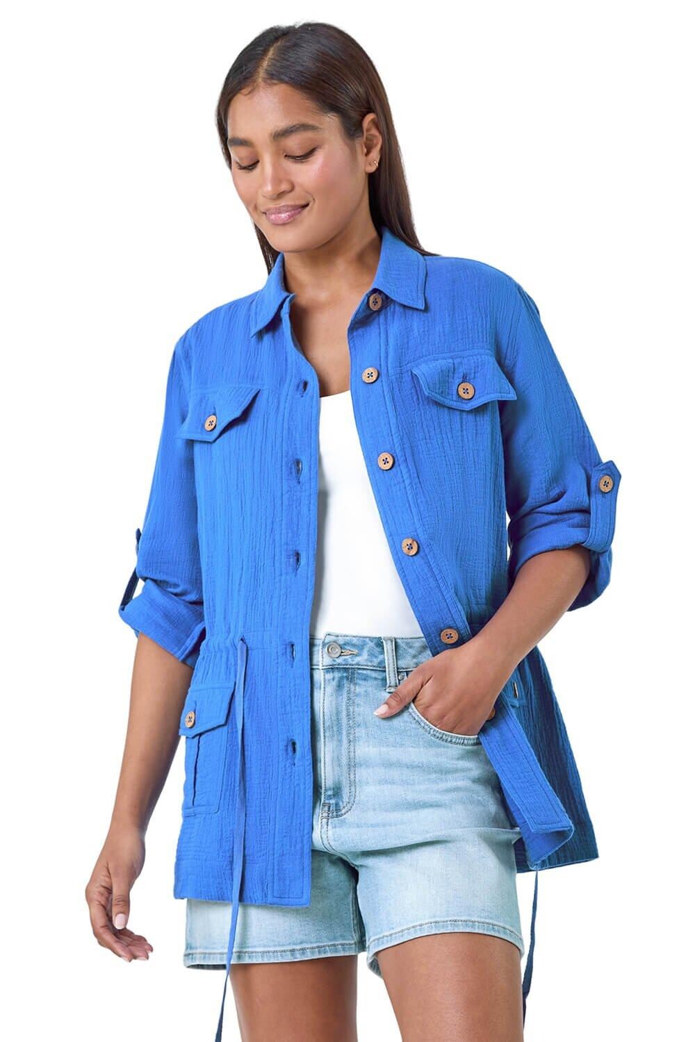 Текстурированная куртка-рубашка с завязками на талии Roman, синий
Текстурированная куртка-рубашка с завязками на талии Roman, синий