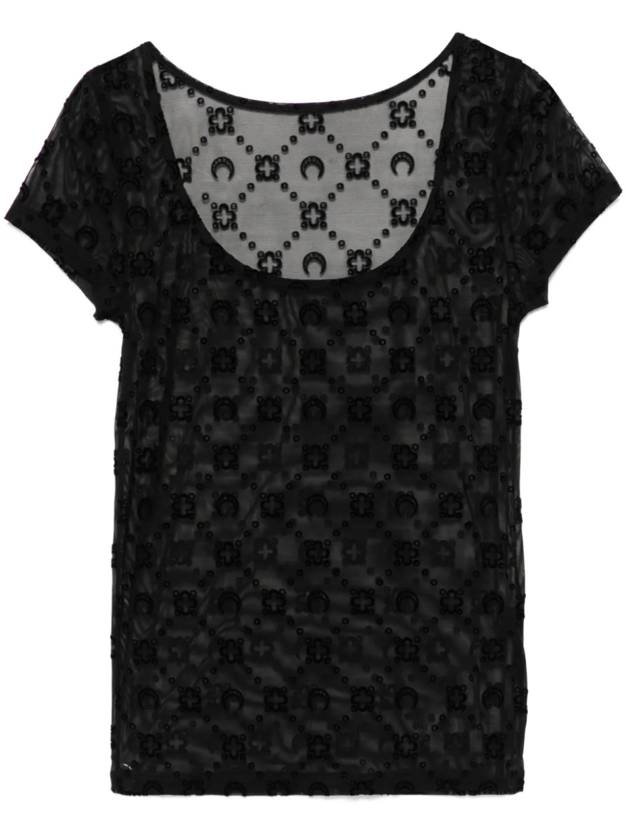 Топ из сетчатой ткани Marine Serre с флокированным узором, черный
Топ из сетчатой ткани Marine Serre с флокированным узором, черный