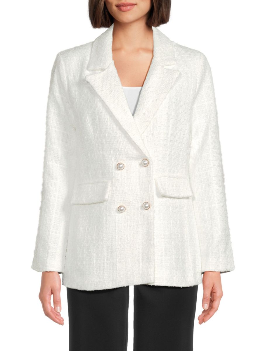Двубортный твидовый блейзер Wdny, слоновая кость
Двубортный твидовый блейзер Wdny, слоновая кость
