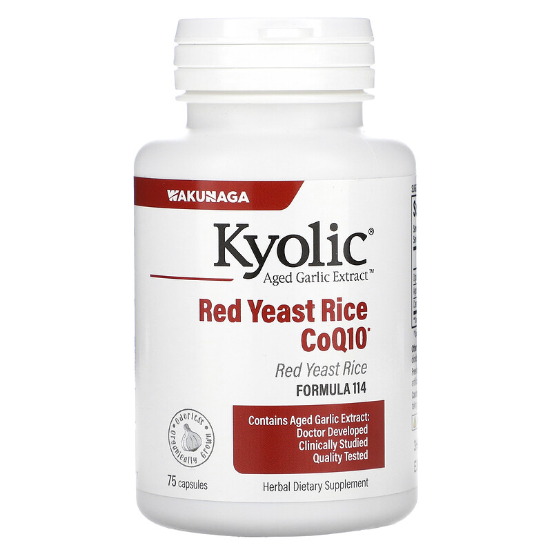 Kyolic, Aged Garlic Extract, выдержанный экстракт чеснока, красный ферментированный рис и коэнзим Q10, формула 114, 75 капсул
Kyolic, Aged Garlic Extract, выдержанный экстракт чеснока, красный ферментированный рис и коэнзим Q10, формула 114, 75 капсул