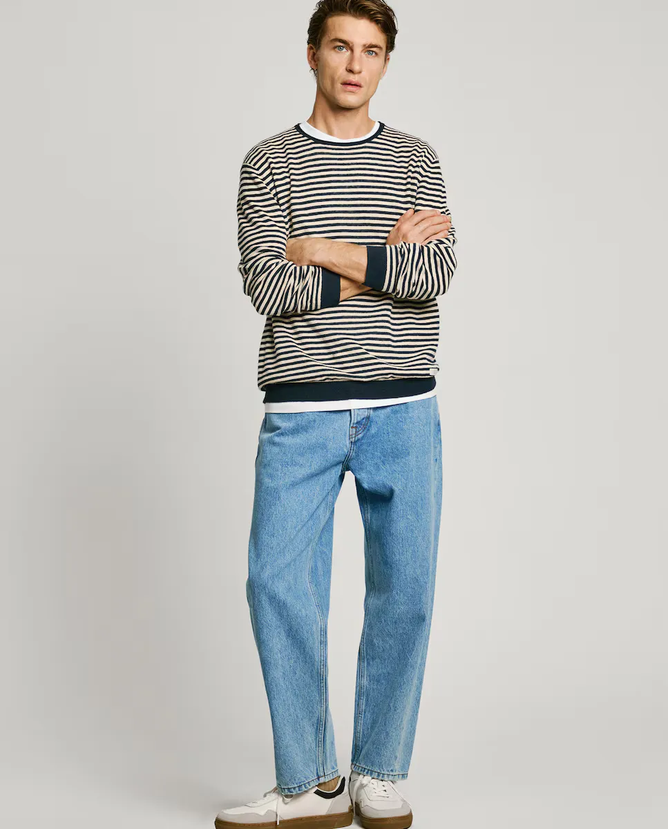 Мужской свитер с круглым вырезом и полосатым принтом Pepe Jeans, тёмно-синий
Мужской свитер с круглым вырезом и полосатым принтом Pepe Jeans, тёмно-синий