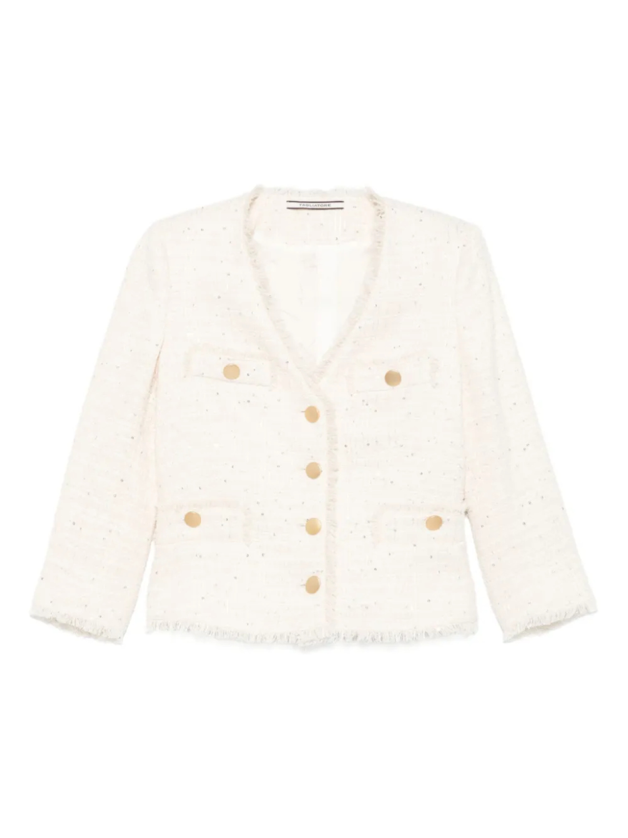 Пиджак Tagliatore из твида с бахромой, нейтральный
Пиджак Tagliatore из твида с бахромой, нейтральный