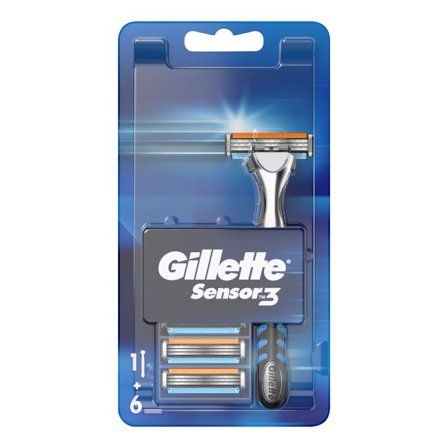 Бритва Sensor3 + бритвенные головки (5 шт.) Gillette 
Бритва Sensor3 + бритвенные головки (5 шт.) Gillette