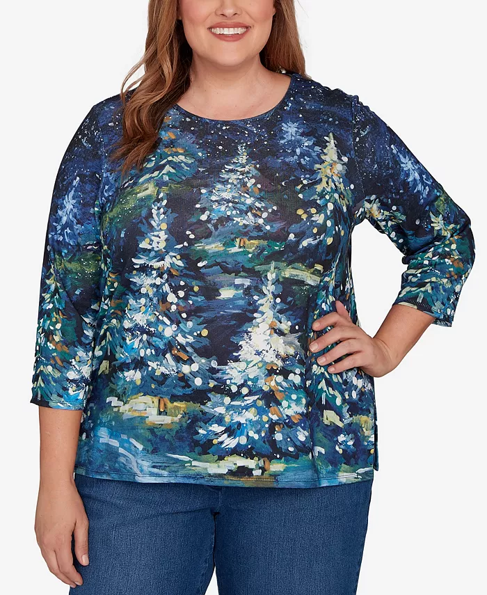 Классический топ с круглым вырезом «Звездная ночь» и принтом «Праздничное дерево» больших размеров Alfred Dunner, синий
Классический топ с круглым вырезом «Звездная ночь» и принтом «Праздничное дерево» больших размеров Alfred Dunner, синий