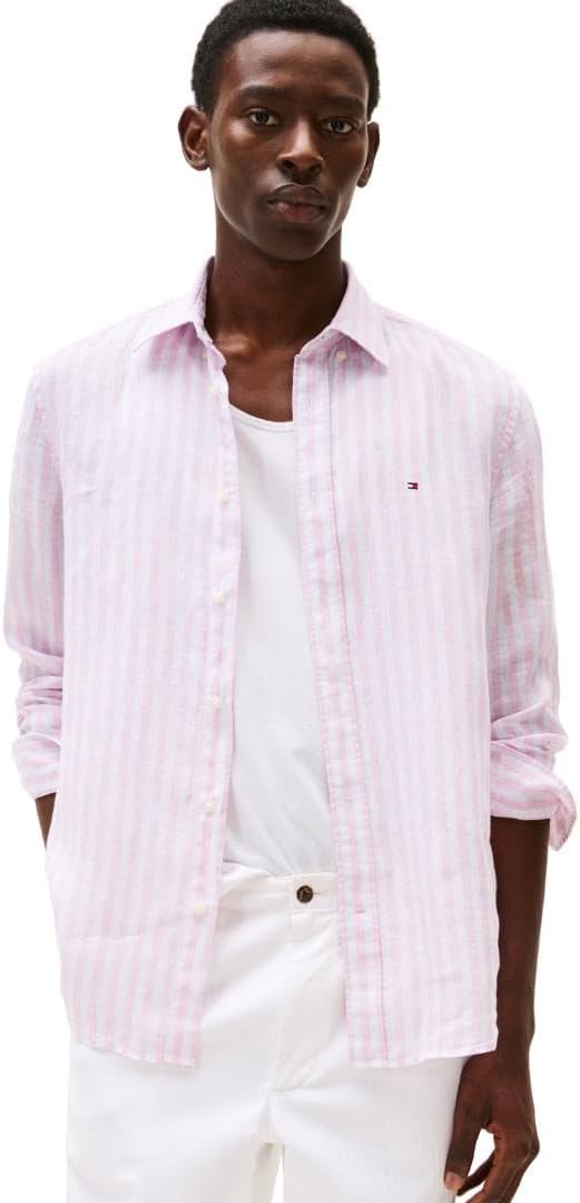 Мужские повседневные льняные рубашки Tommy Hilfiger с длинным рукавом и застежкой на пуговицы, классический крой, Classic Pink / Stripe
Мужские повседневные льняные рубашки Tommy Hilfiger с длинным рукавом и застежкой на пуговицы, классический крой, Classic Pink / Stripe
