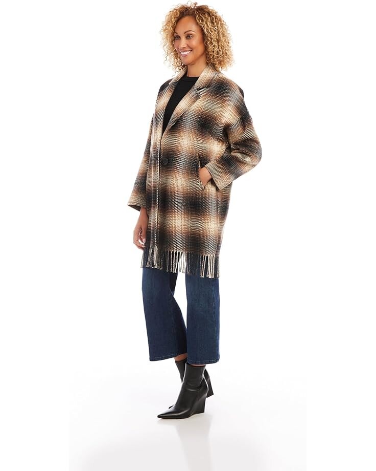 Куртка Karen Kane Plaid Fringe Jacket, коричневый 
Куртка Karen Kane Plaid Fringe Jacket, коричневый