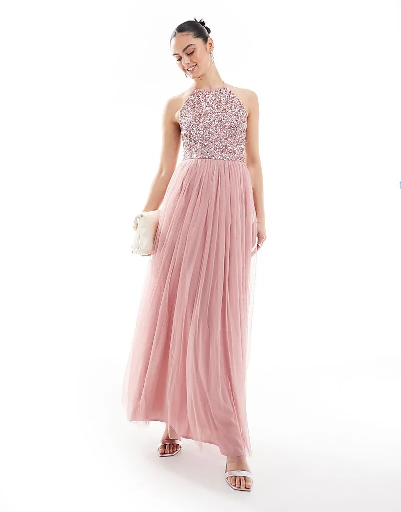 Платье макси для подружек невесты с декором и американской проймой в пыльно-розовом цвете Maya
Платье макси для подружек невесты с декором и американской проймой в пыльно-розовом цвете Maya