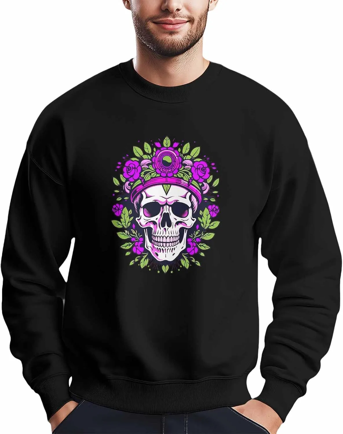 Мужской свитшот с принтом черепа и фиолетовых цветов Winvebermior
Мужской свитшот с принтом черепа и фиолетовых цветов Winvebermior
