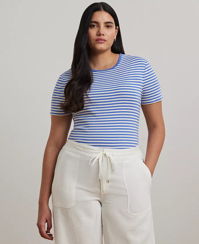 Футболка с круглым вырезом из эластичного хлопка в полоску, больших размеров Lauren Ralph Lauren, синий
Футболка с круглым вырезом из эластичного хлопка в полоску, больших размеров Lauren Ralph Lauren, синий