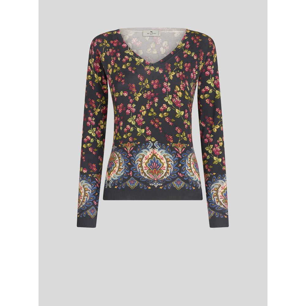 Джемпер с V-образным вырезом и принтом ETRO, синий
Джемпер с V-образным вырезом и принтом ETRO, синий