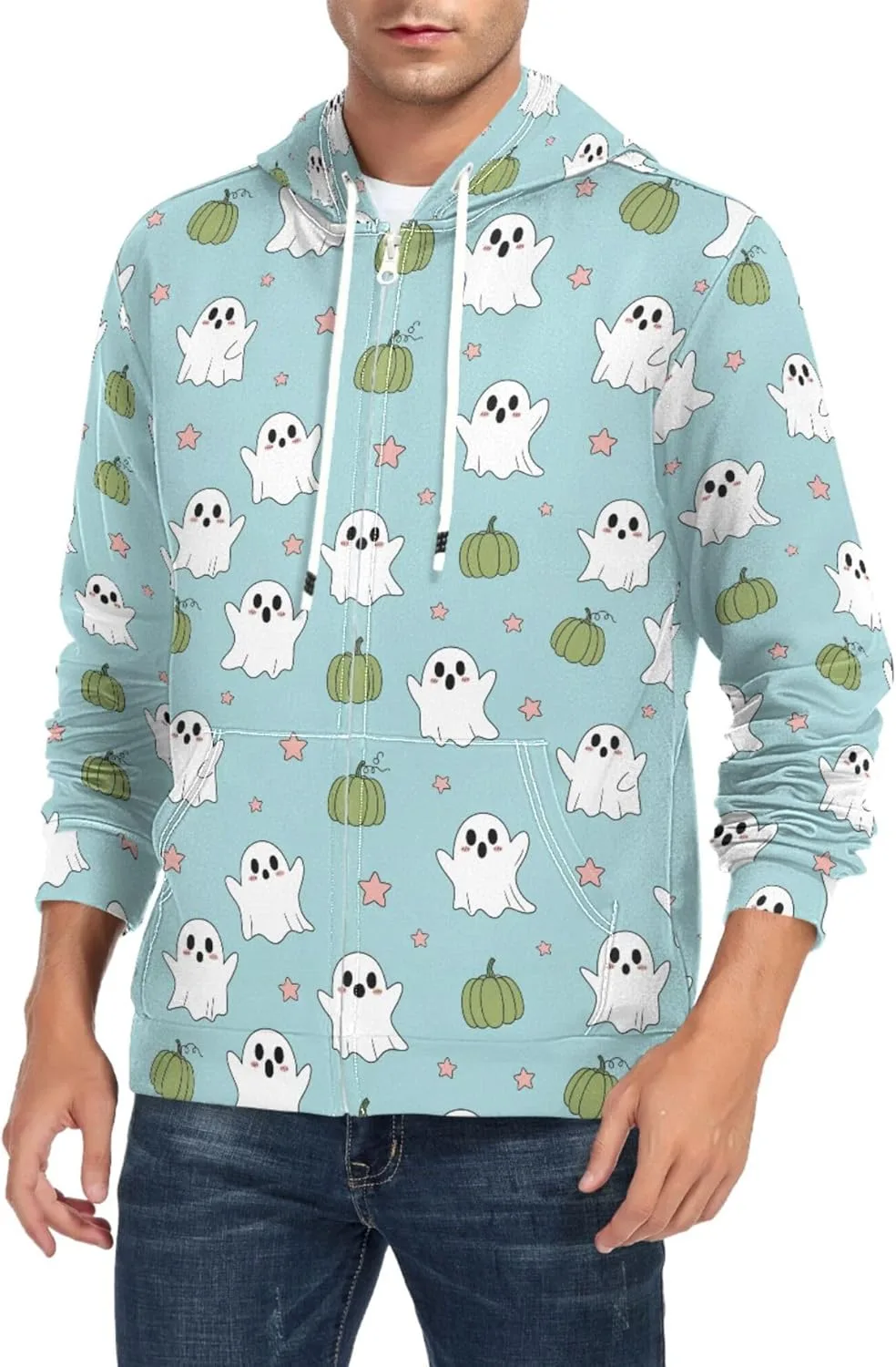 Мужская толстовка с капюшоном на молнии Cute Ghosts Green Pumpkins с длинным рукавом и карманом CUPADA
Мужская толстовка с капюшоном на молнии Cute Ghosts Green Pumpkins с длинным рукавом и карманом CUPADA