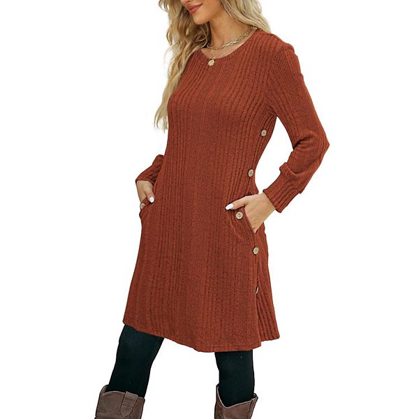 Повседневное зимнее платье для женщин с круглым вырезом, карманами и пуговицами сбоку Megaretailer
Повседневное зимнее платье для женщин с круглым вырезом, карманами и пуговицами сбоку Megaretailer