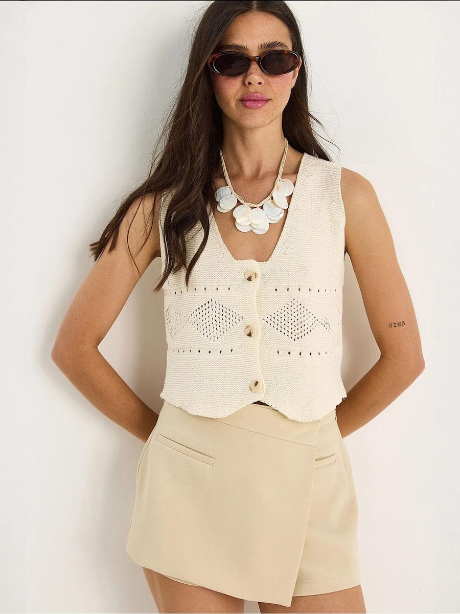 Вязаный жилет Bianco Lucci, экрю
Вязаный жилет Bianco Lucci, экрю