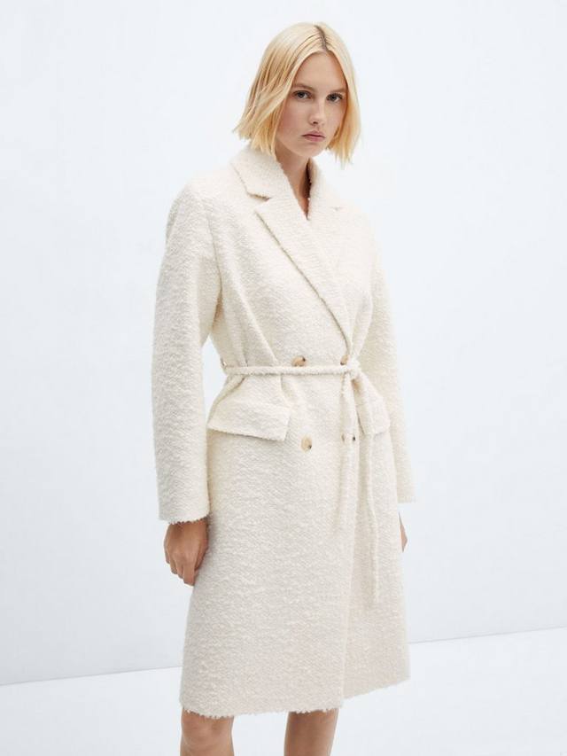 Текстурированное пальто с поясом от cuco Mango, кремовый
Текстурированное пальто с поясом от cuco Mango, кремовый