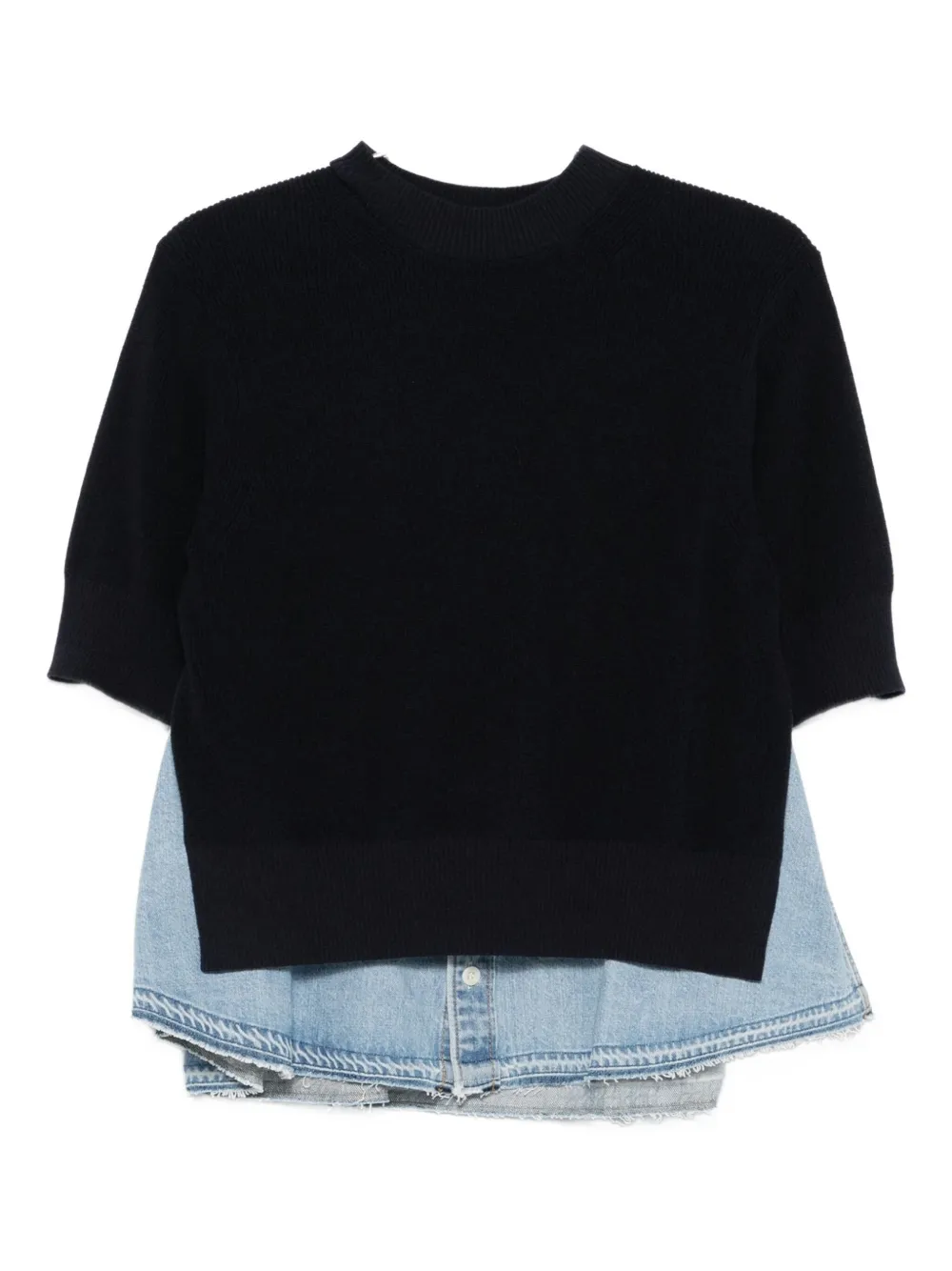 Вязаный свитер с джинсовыми вставками SACAI, синий
Вязаный свитер с джинсовыми вставками SACAI, синий