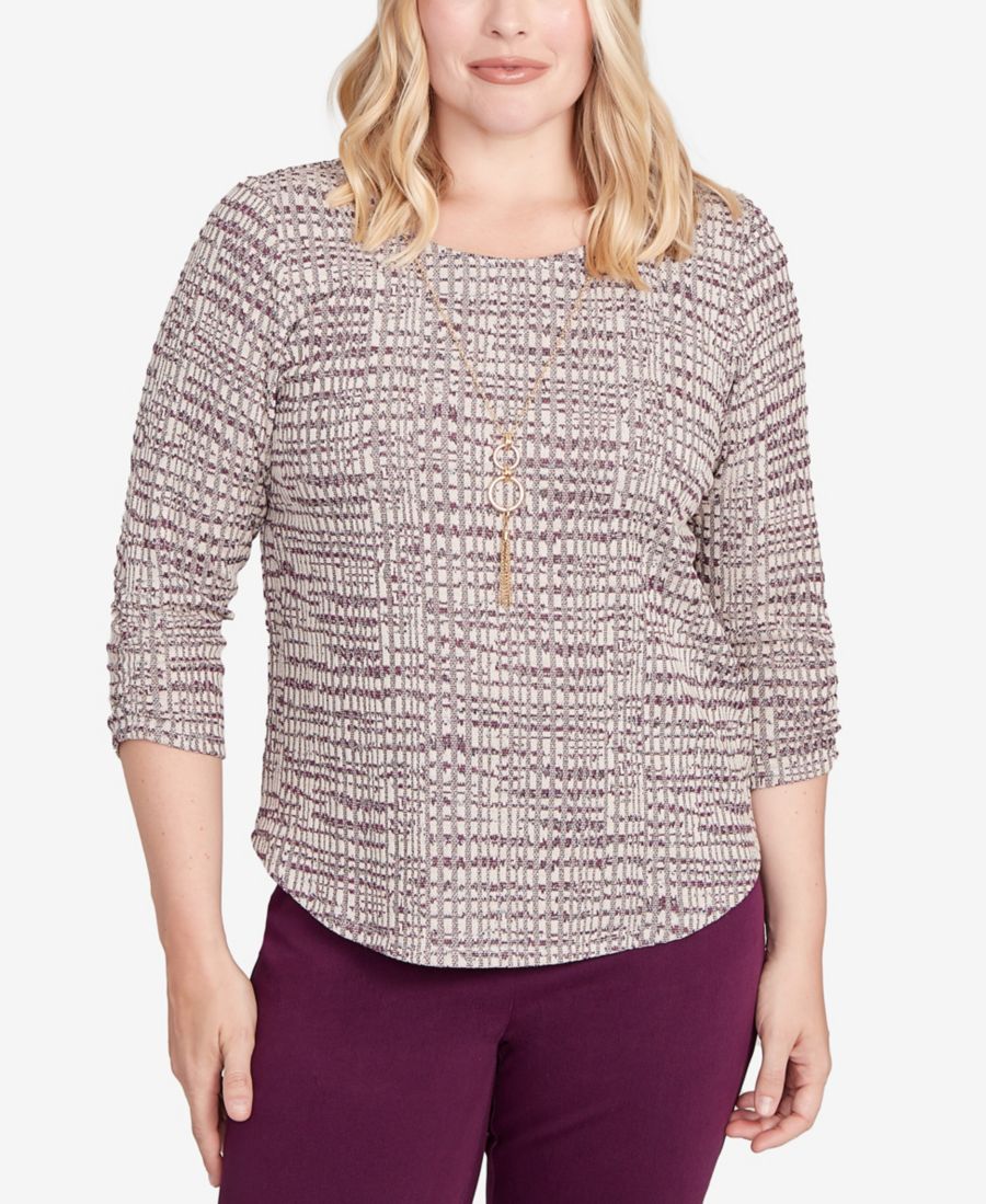 Женский топ Urban Legend с текстурированным блестящим эффектом и эффектом космической окраски, в комплекте с ожерельем Alfred Dunner, Plum Multi
Женский топ Urban Legend с текстурированным блестящим эффектом и эффектом космической окраски, в комплекте с ожерельем Alfred Dunner, Plum Multi