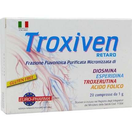 Troxiven Retard Пищевая добавка для здоровья кровеносных сосудов - 20 капсул Bionat
Troxiven Retard Пищевая добавка для здоровья кровеносных сосудов - 20 капсул Bionat