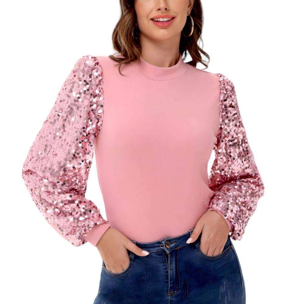 Женский пуловер с длинными рукавами и воротником-стойкой с пайетками Anna-Kaci, розовый
Женский пуловер с длинными рукавами и воротником-стойкой с пайетками Anna-Kaci, розовый