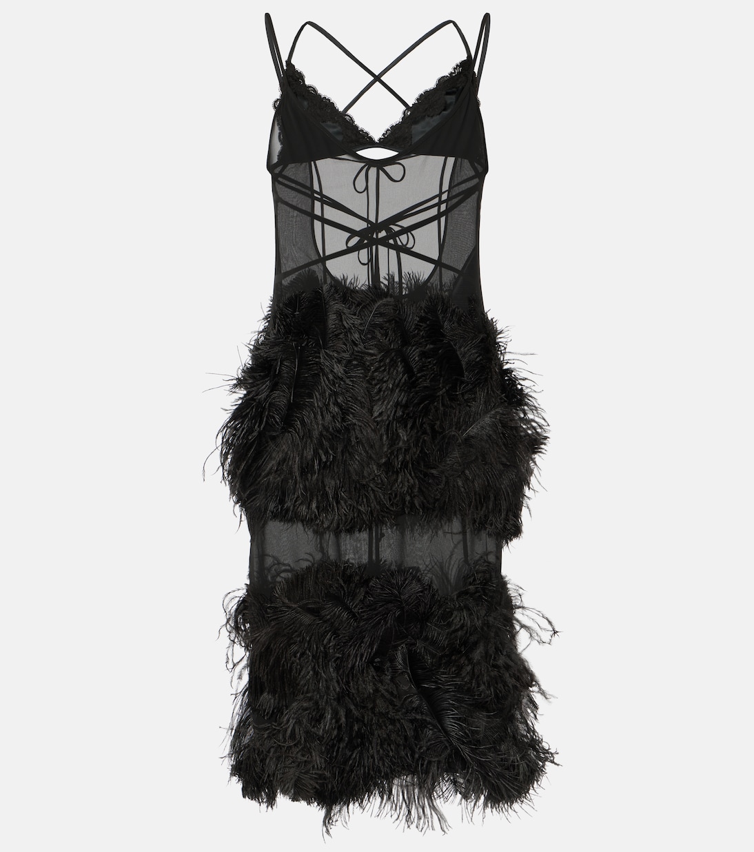 Прозрачное платье миди с отделкой из перьев The Attico, черный
Прозрачное платье миди с отделкой из перьев The Attico, черный