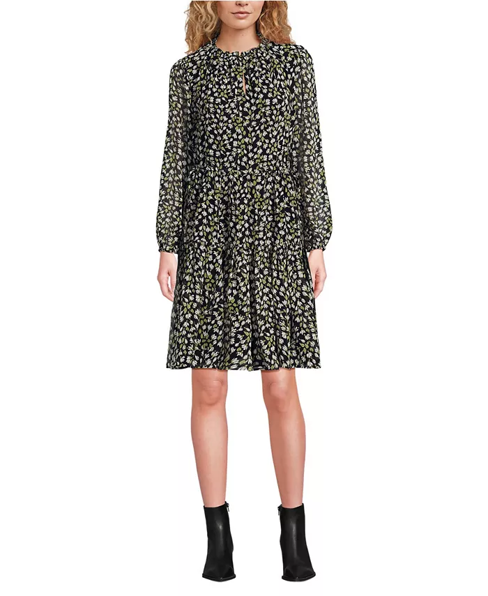 Женское шифоновое платье выше колена с регулируемой длиной Lands' End, черный