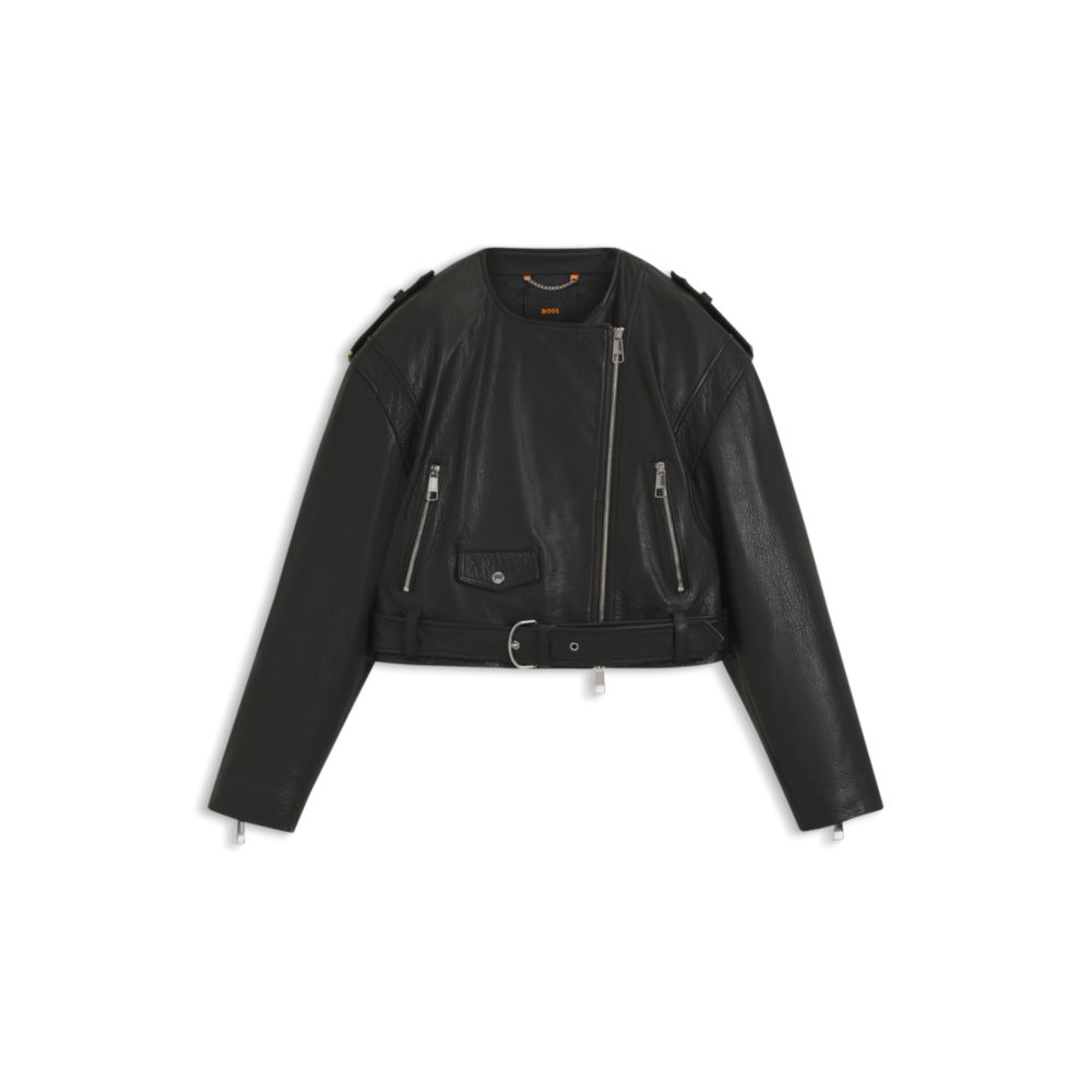 Байкерская куртка из зернистой кожи, укороченная длина Boss, черный
Байкерская куртка из зернистой кожи, укороченная длина Boss, черный