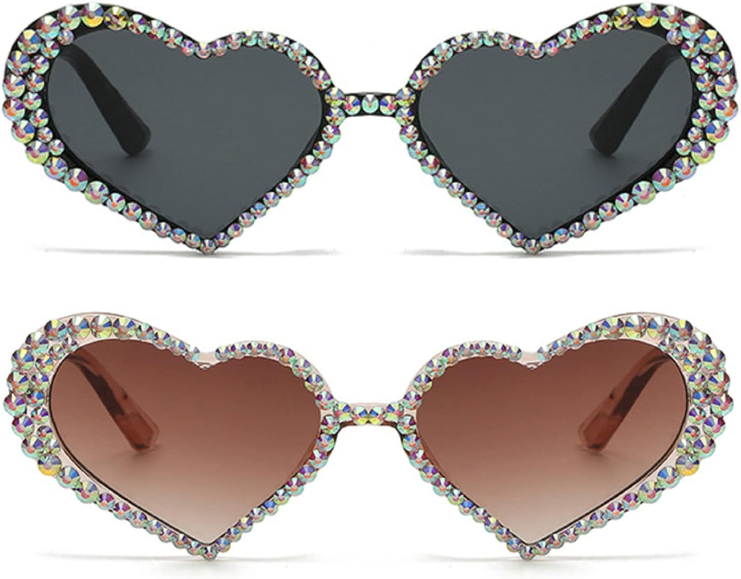 Сверкающие солнцезащитные очки со стразами, милые солнцезащитные очки в форме сердца для женщин, разноцветные солнцезащитные очки с кристаллами и бриллиантами mincl, 2pcs-black&brown
Сверкающие солнцезащитные очки со стразами, милые солнцезащитные очки в форме сердца для женщин, разноцветные солнцезащитные очки с кристаллами и бриллиантами mincl, 2pcs-black&brown