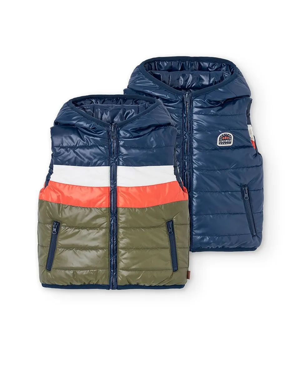 Двусторонний детский жилет с капюшоном и карманами Boboli, темно-синий/зеленый
Двусторонний детский жилет с капюшоном и карманами Boboli, темно-синий/зеленый