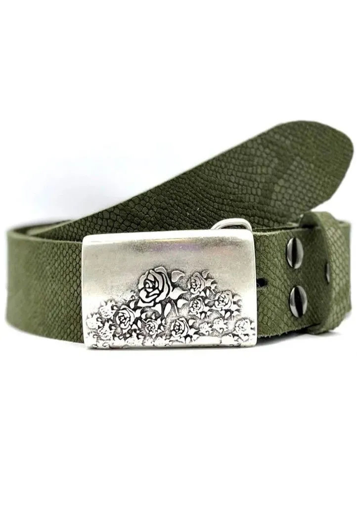 Ремень LIFEBURG by showroom 019°, натуральная кожа, винтажный стиль, тиснение под рептилию Rettungsring By Showroom 019°, хаки 
Ремень LIFEBURG by showroom 019°, натуральная кожа, винтажный стиль, тиснение под рептилию Rettungsring By Showroom 019°, хаки