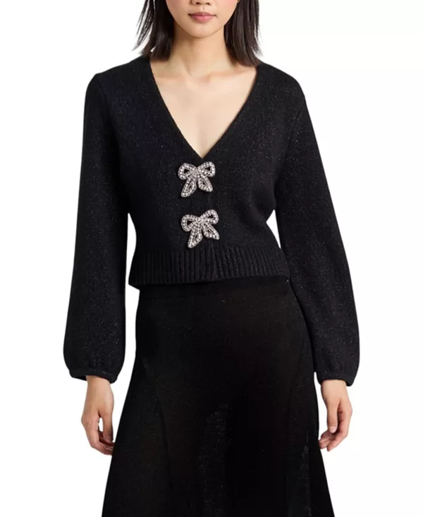 Женский кардиган с бантом, украшенный стразами Chinti & Parker, черный
Женский кардиган с бантом, украшенный стразами Chinti & Parker, черный