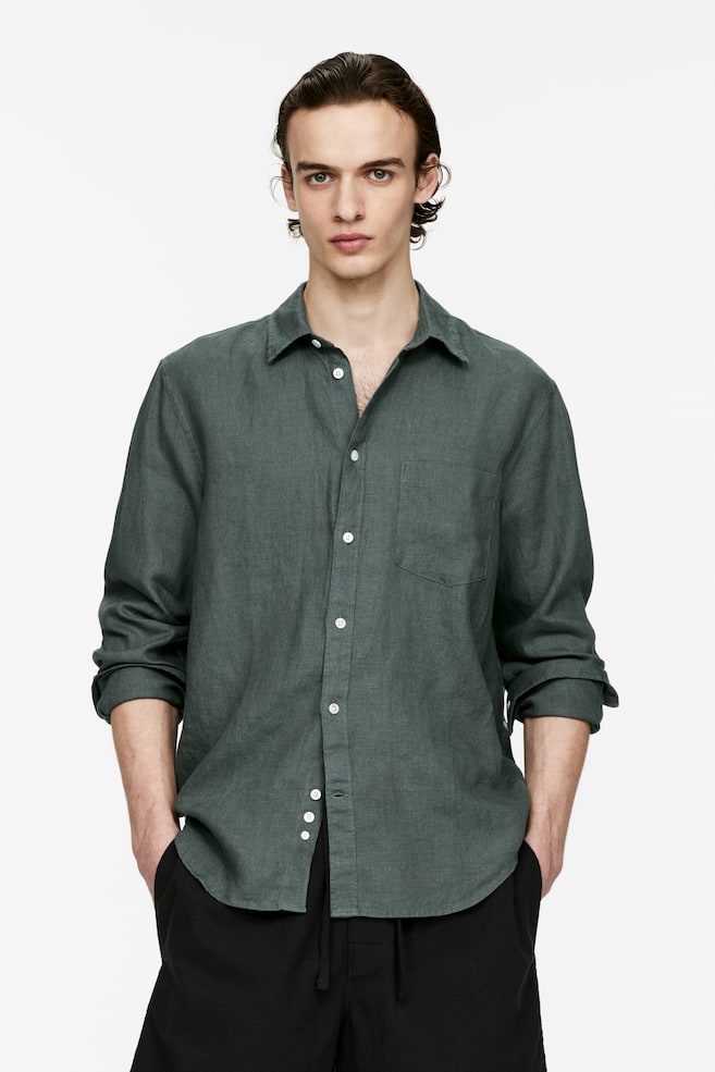 Льняная рубашка классического кроя Arket, зеленый
Льняная рубашка классического кроя Arket, зеленый