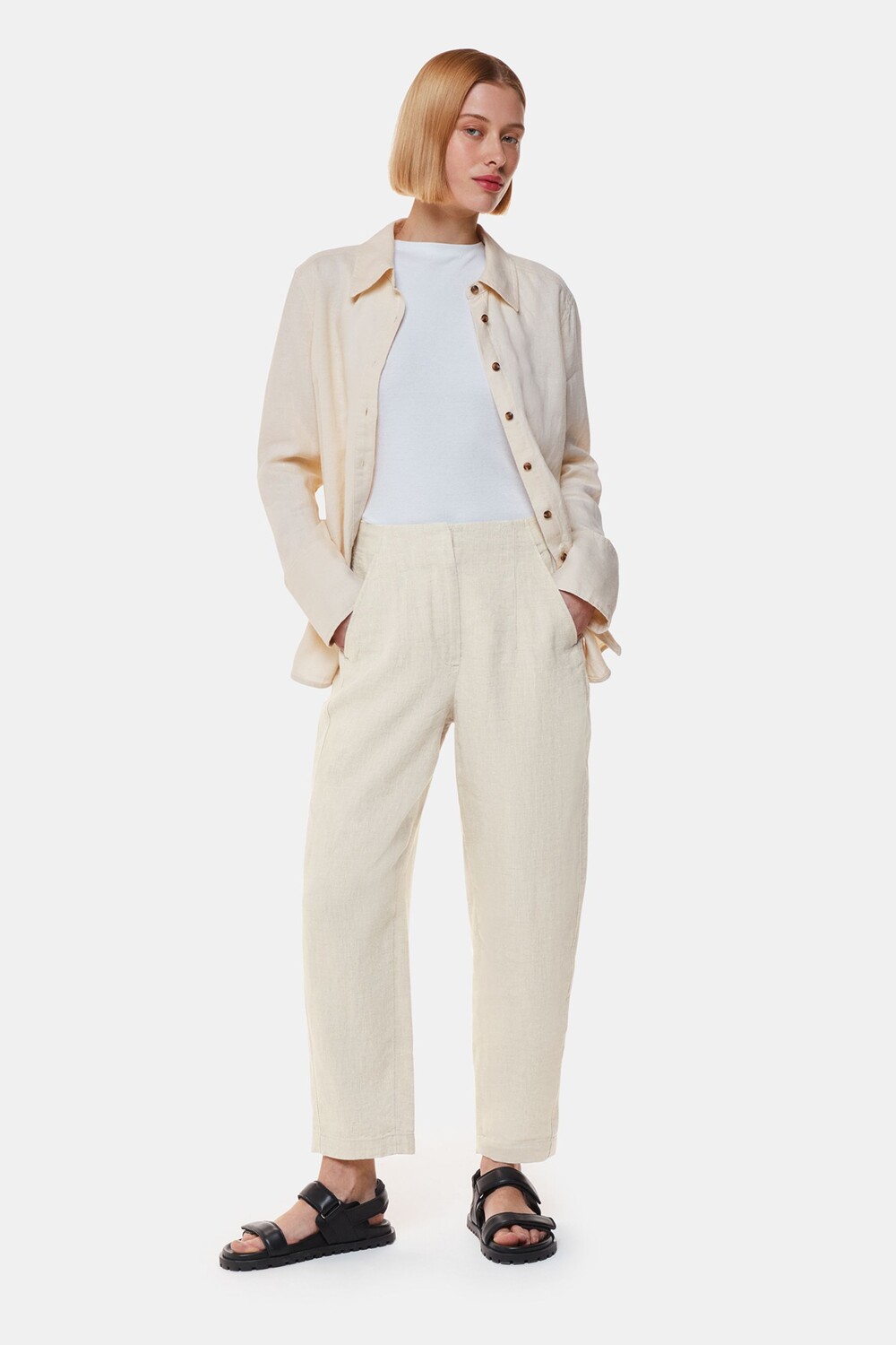 Льняные брюки с широкими штанинами Whistles, бежевый
Льняные брюки с широкими штанинами Whistles, бежевый