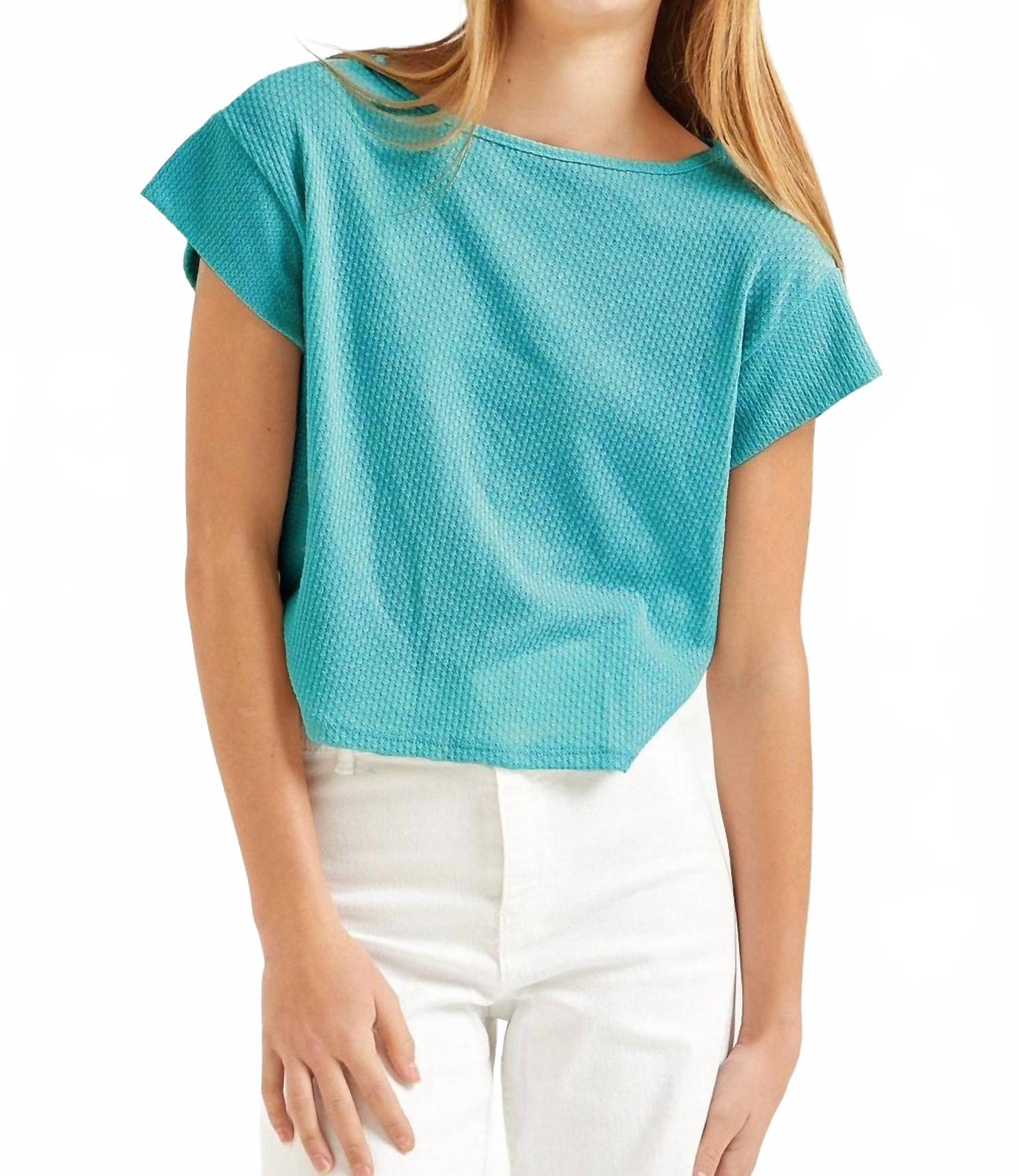 Good Girl Укороченный топ с короткими рукавами бирюзового цвета
Good Girl Укороченный топ с короткими рукавами бирюзового цвета