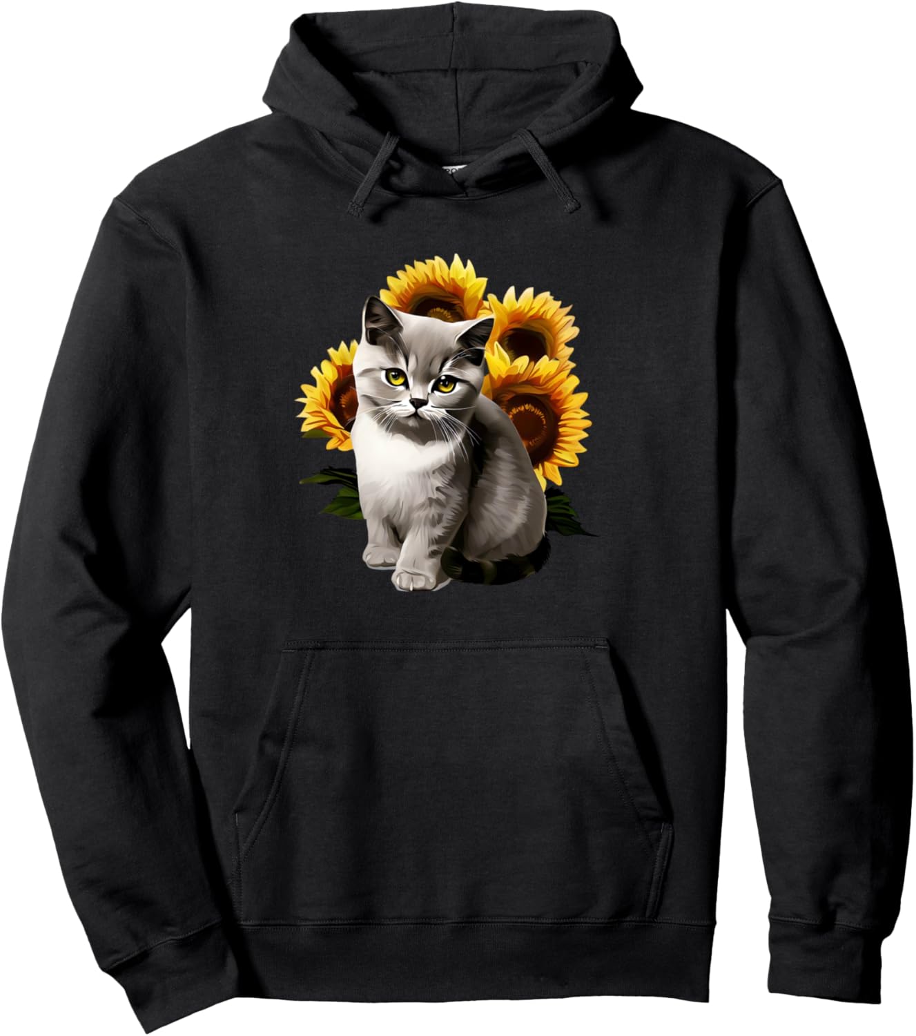 Худи с изображением подсолнуха и британской короткошерстной кобылы British Shorthair Cat With Sunflowers, черный
Худи с изображением подсолнуха и британской короткошерстной кобылы British Shorthair Cat With Sunflowers, черный