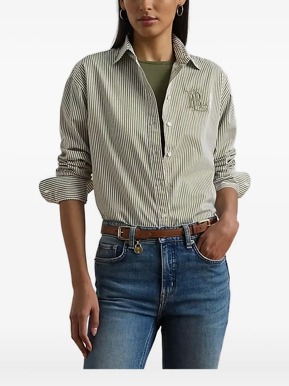 Рубашка с вышитым логотипом в полоску Lauren Ralph Lauren, зеленый
Рубашка с вышитым логотипом в полоску Lauren Ralph Lauren, зеленый