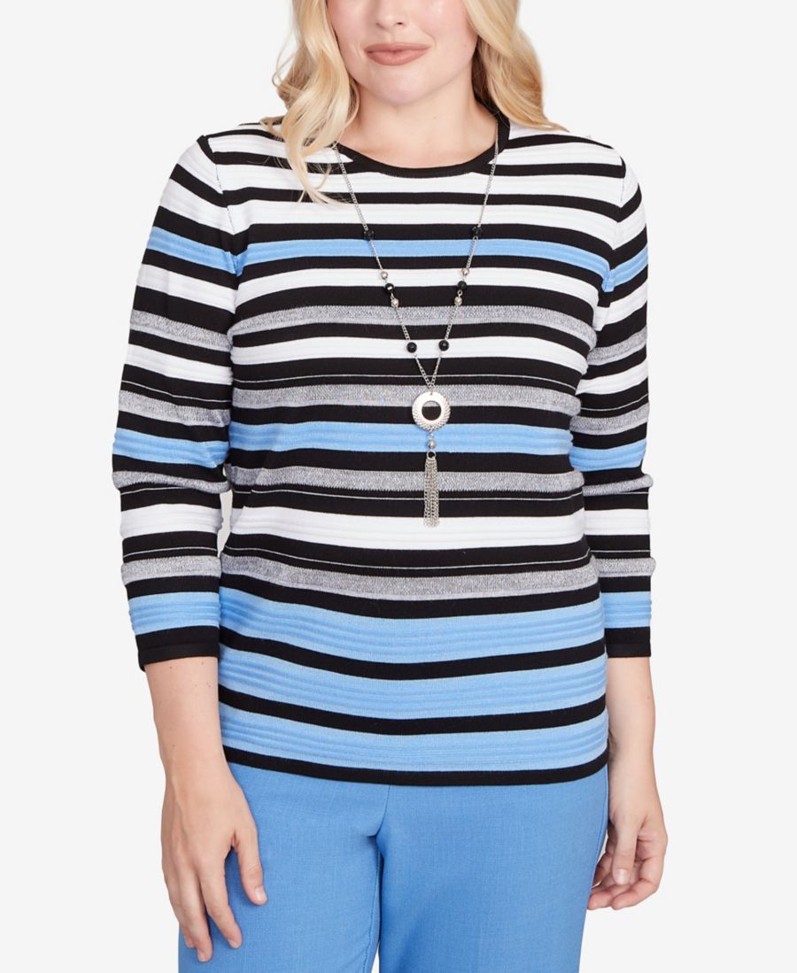 Женский свитер в полоску с текстурной отделкой и ожерельем Alfred Dunner, Black Multi
Женский свитер в полоску с текстурной отделкой и ожерельем Alfred Dunner, Black Multi