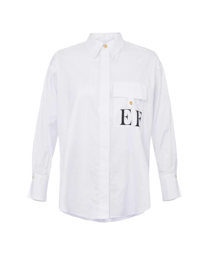 Полосатая рубашка из хлопкового поплина Elisabetta Franchi, белый
Полосатая рубашка из хлопкового поплина Elisabetta Franchi, белый