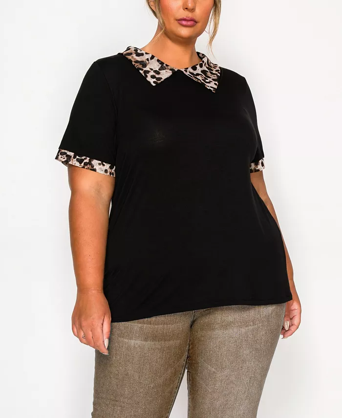 Топ размера плюс с леопардовым принтом, сетчатым воротником и вырезом-капелькой на спине с короткими рукавами COIN 1804, черный
Топ размера плюс с леопардовым принтом, сетчатым воротником и вырезом-капелькой на спине с короткими рукавами COIN 1804, черный