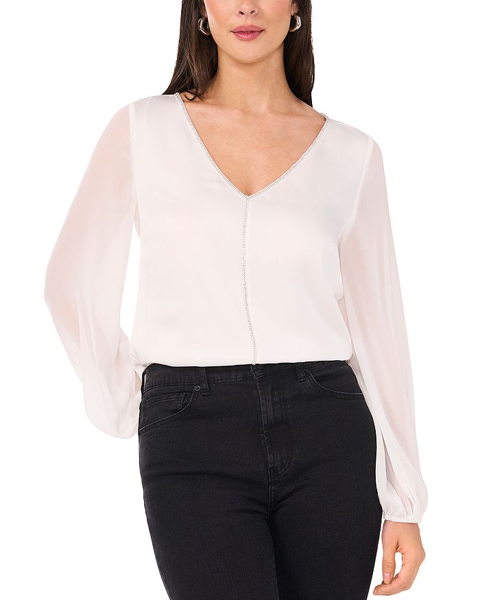 Блузка с V-образным вырезом и шифоновыми рукавами VINCE CAMUTO, белый
Блузка с V-образным вырезом и шифоновыми рукавами VINCE CAMUTO, белый