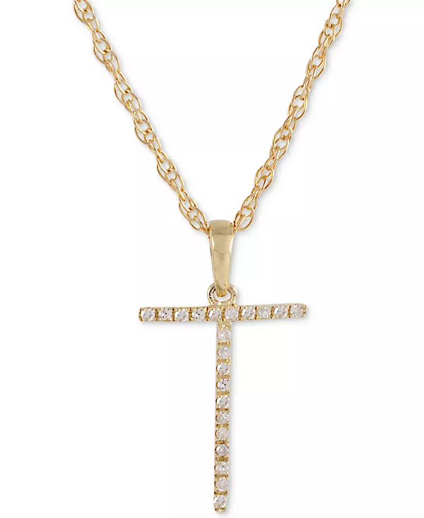 Ожерелье с бриллиантом (1/10 карата) в форме инициала из 10-каратного золота, 16 дюймов + 2-дюймовый удлинитель Macy'S, t