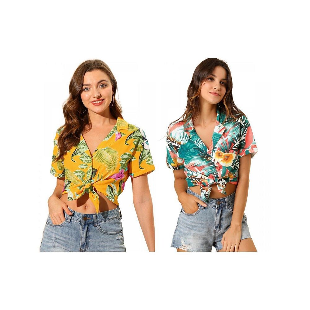 2 пары женских гавайских пляжных рубашек на пуговицах с цветочным принтом и листьями ALLEGRA K, цвет White Yellow
2 пары женских гавайских пляжных рубашек на пуговицах с цветочным принтом и листьями ALLEGRA K, цвет White Yellow