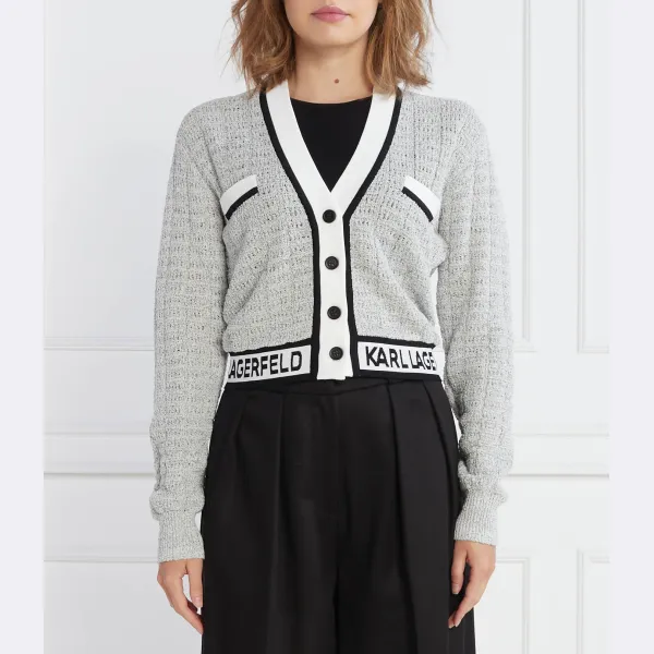 Кардиган из букле стандартного кроя Karl Lagerfeld, серый 
Кардиган из букле стандартного кроя Karl Lagerfeld, серый