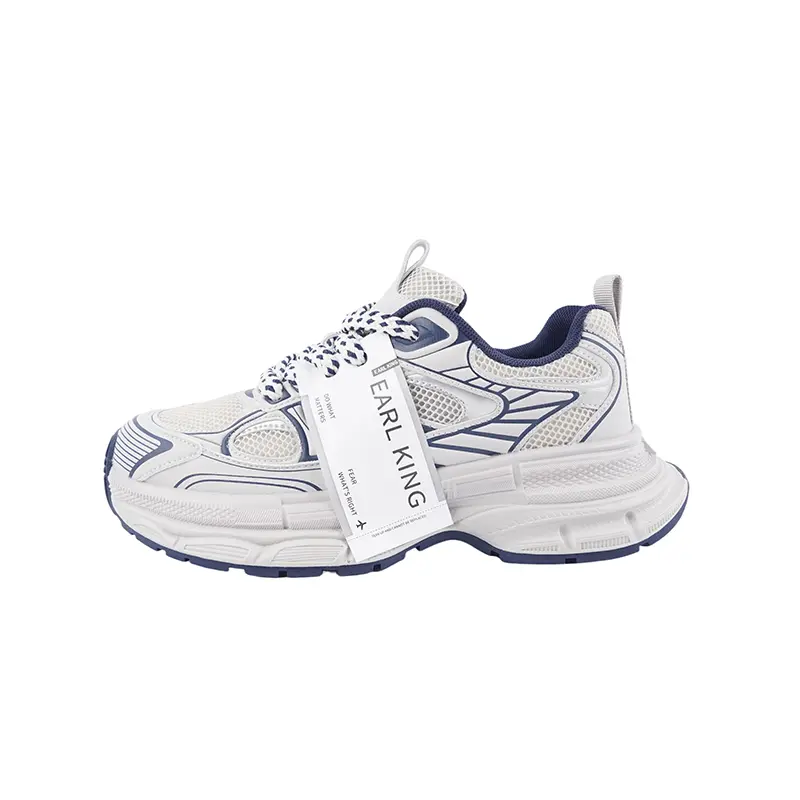 Низкие массивные кроссовки с износостойким покрытием для мужчин Earl king, White Blue 
Низкие массивные кроссовки с износостойким покрытием для мужчин Earl king, White Blue