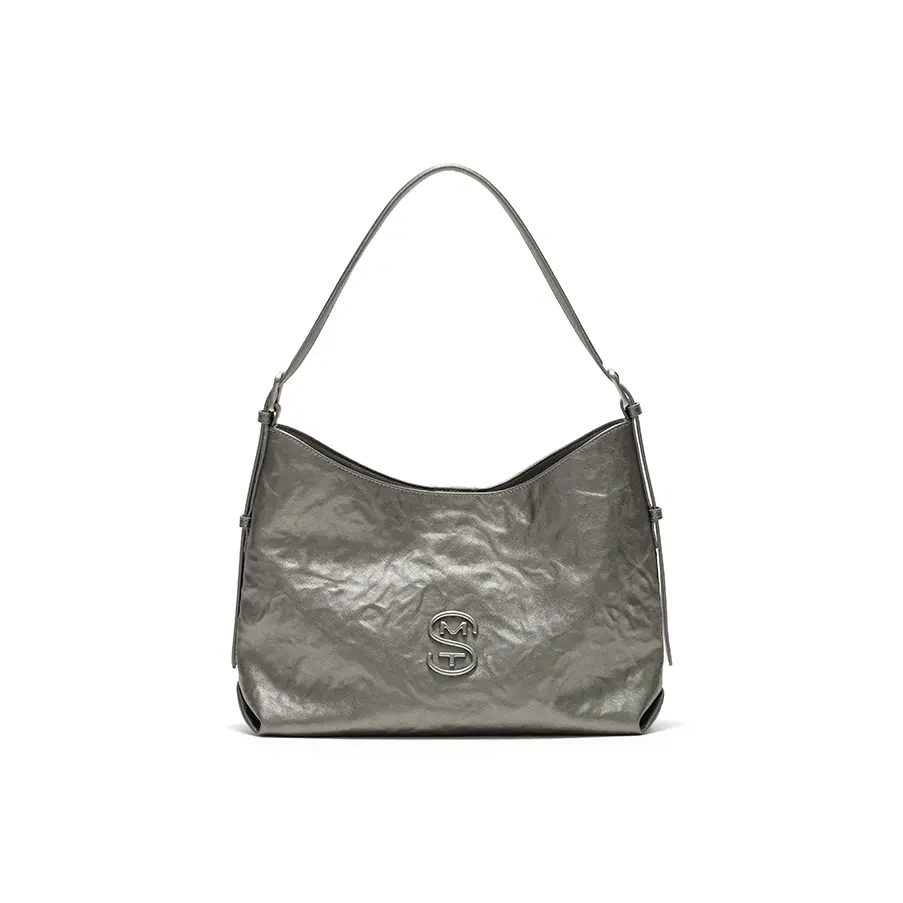 Simedin Кожаная сумка через плечо женская малая большая черная молочно-белая, Antique silver trumpet