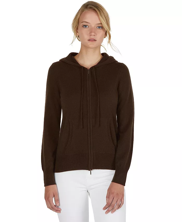 Женский кардиган-худи с длинным рукавом на молнии из 100% чистого кашемира JENNIE LIU, коричневый 
Женский кардиган-худи с длинным рукавом на молнии из 100% чистого кашемира JENNIE LIU, коричневый