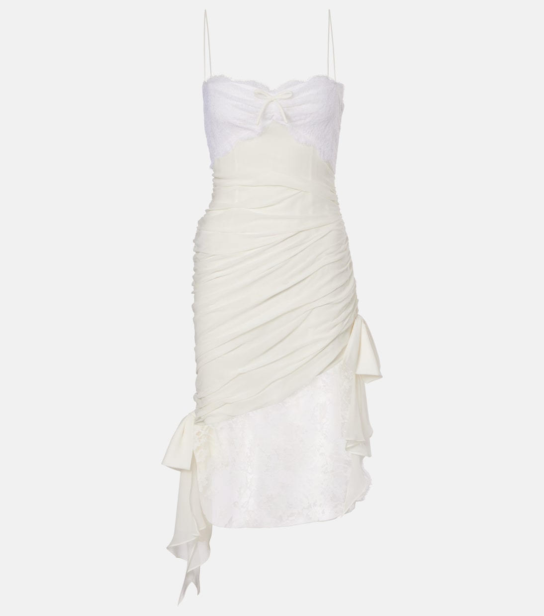 Платье миди из шелкового жоржета с кружевной отделкой Alessandra Rich, белый
Платье миди из шелкового жоржета с кружевной отделкой Alessandra Rich, белый