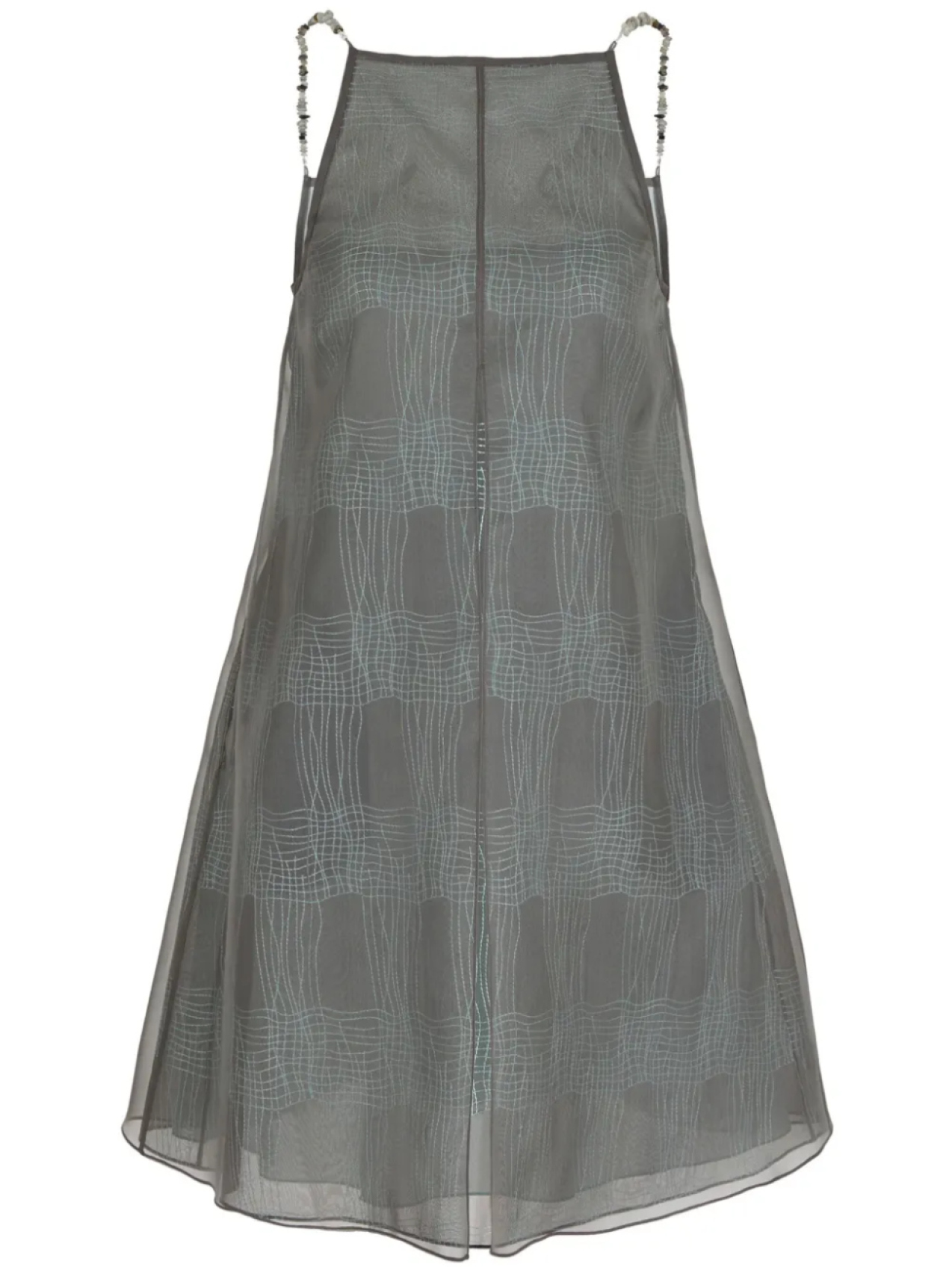 Emporio Armani платье мини в полоску с прозрачным слоем, серый 
Emporio Armani платье мини в полоску с прозрачным слоем, серый