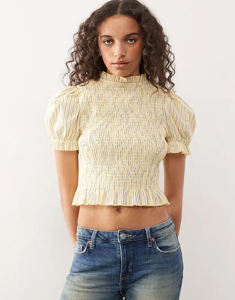 Блузка COLLUSION со сборками в пахтовую и коричневую полоску
Блузка COLLUSION со сборками в пахтовую и коричневую полоску