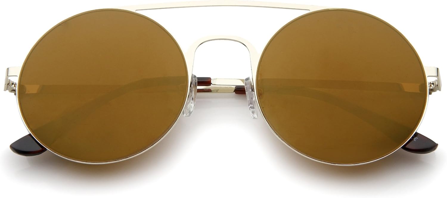 Солнцезащитные очки zeroUV в современной тонкой оправе с двойной переносицей, цветными зеркальными плоскими линзами и круглыми линзами, диаметр линз 53 мм, Gold / Brown Mirror
Солнцезащитные очки zeroUV в современной тонкой оправе с двойной переносицей, цветными зеркальными плоскими линзами и круглыми линзами, диаметр линз 53 мм, Gold / Brown Mirror