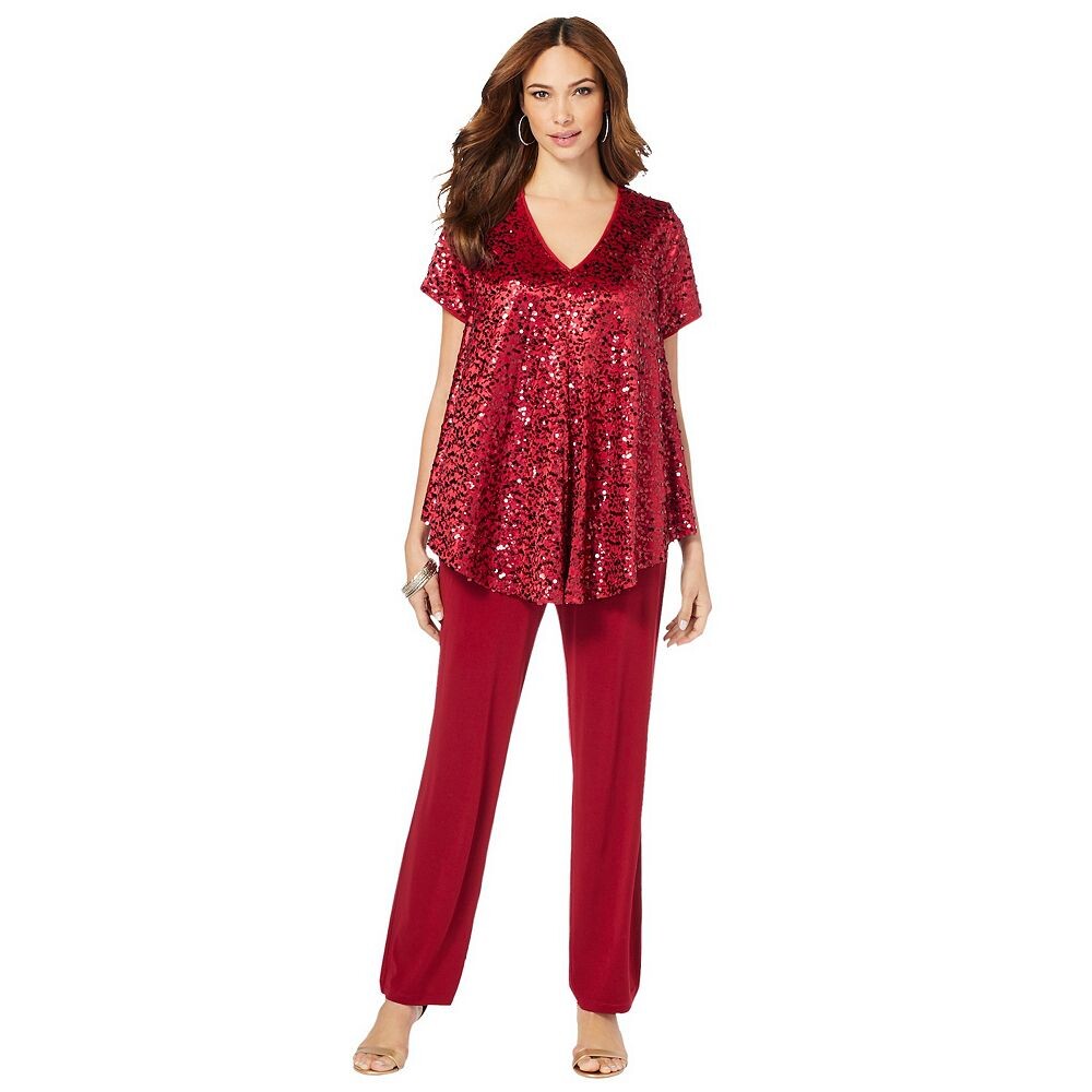 Женский комплект из туники и брюк с пайетками Roaman's больших размеров, цвет Classic Red
Женский комплект из туники и брюк с пайетками Roaman's больших размеров, цвет Classic Red