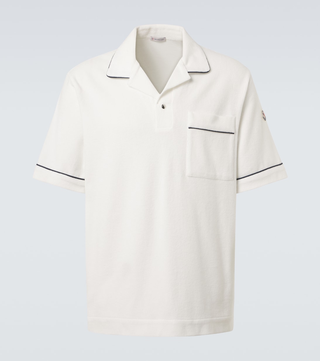 Архив хлопковая поло с велюровым ворсом Moncler, Silk White 
Архив хлопковая поло с велюровым ворсом Moncler, Silk White